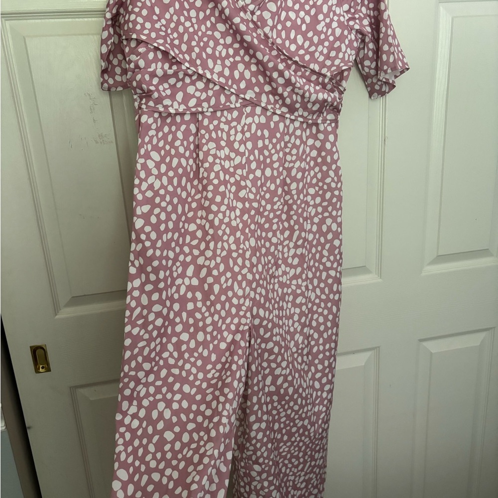 Chic Pink Patterned Jumpsuit - image 2